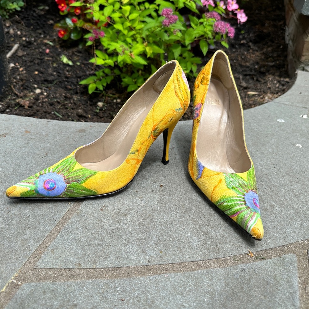 Stuart Weitzman Yellow Floral Heel